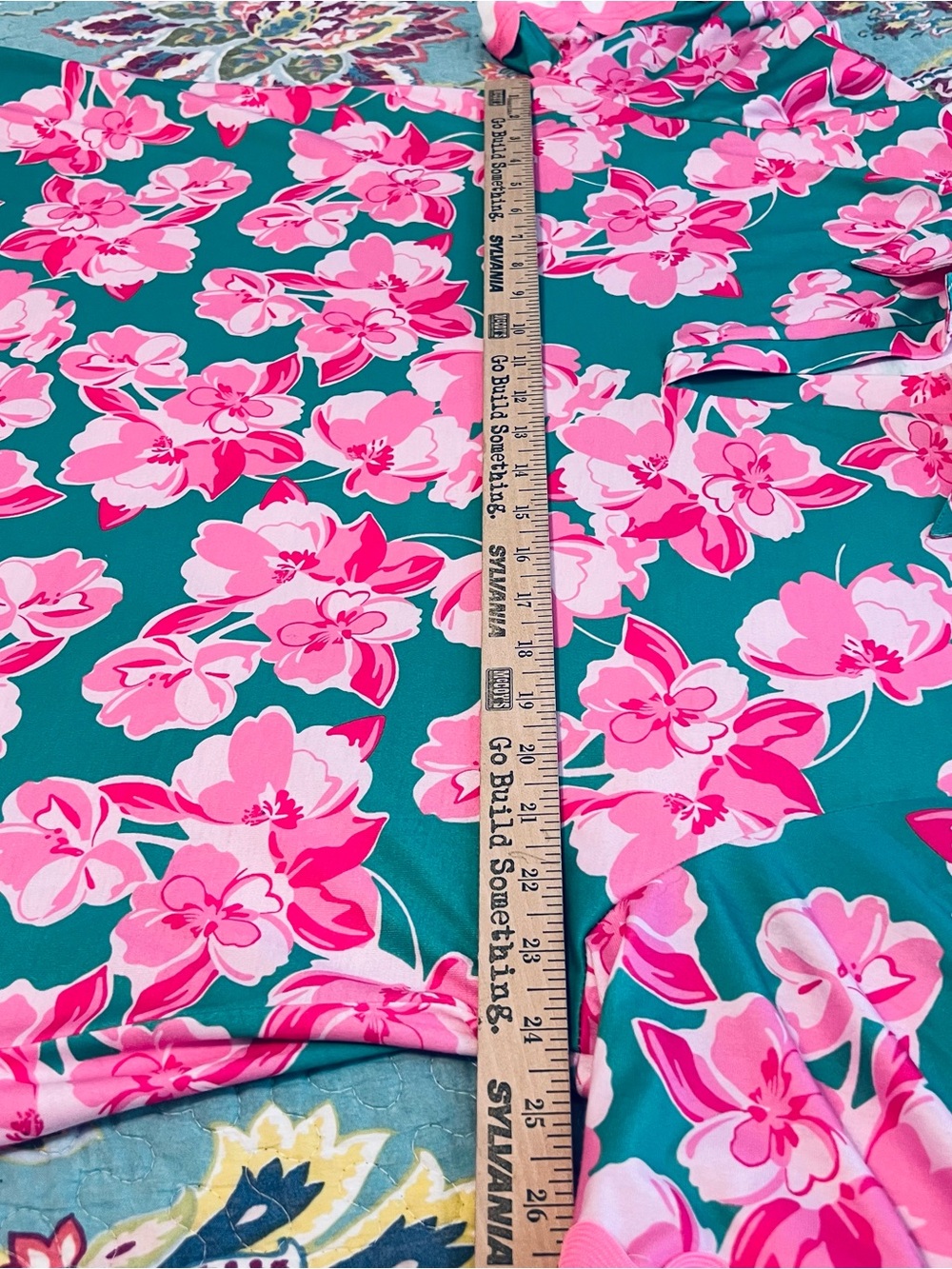 Southern Stitch Floral Pink & Teal Short Sleeve Dress XXL - Picture 8 of 9